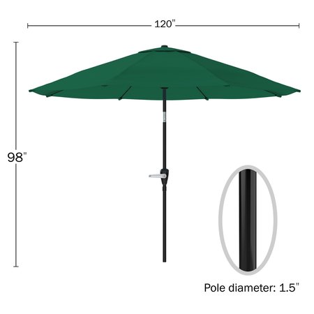 Alaterre Furniture 8 Piece Set, Okemo Table with 6 Chairs, 10-Foot Auto Tilt Umbrella Hunter Green ANOK01RD06S6